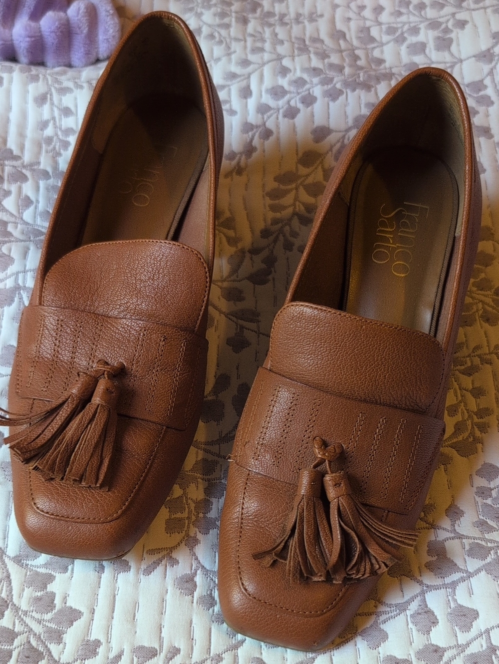 Franco Sarto Brown Tassel Leather Loafers
